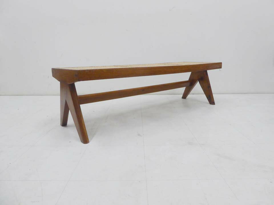 ■Pierre Jeanneret ピエール ジャンヌレ■ビンテージ オリジナル CANED BENCH ケーンベンチ チーク材 1950 ベンチチェア