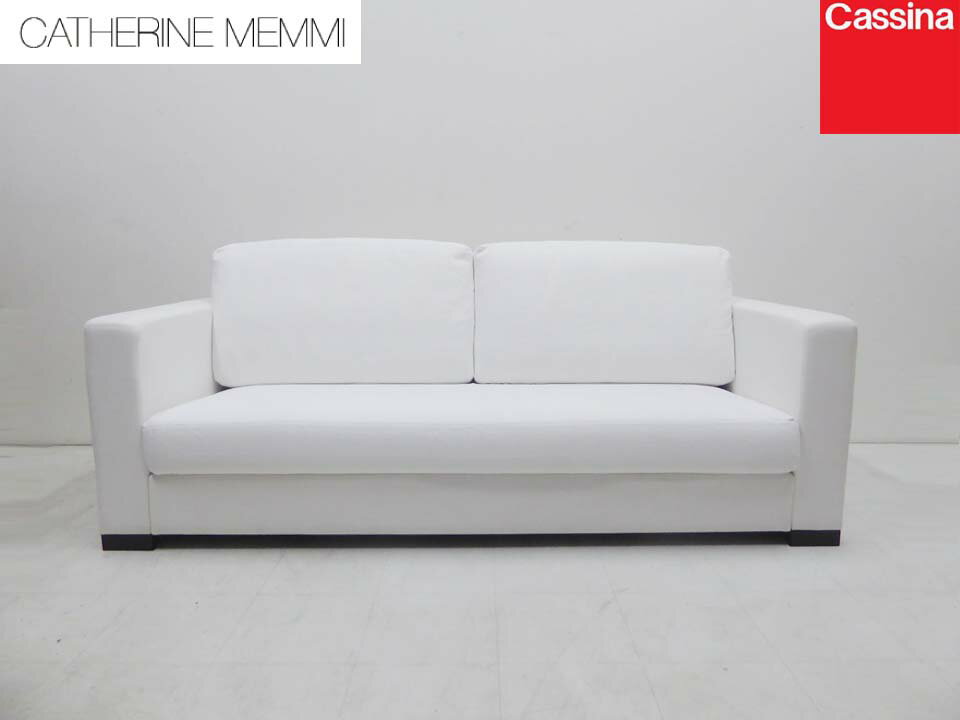 ■CATHERINE MEMMI カトリーヌメミ■Cassina カッシーナ 3人掛け トリプル 3Pソファ ファブリック ホワイト クリーニング済 【中古】