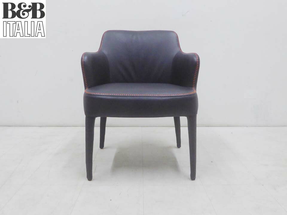 美品 正規品■最高級 B&B Italia イタリア■MAXALTO マクサルト Febo フェボ 本革レザー アーム ダイニングチェア-1