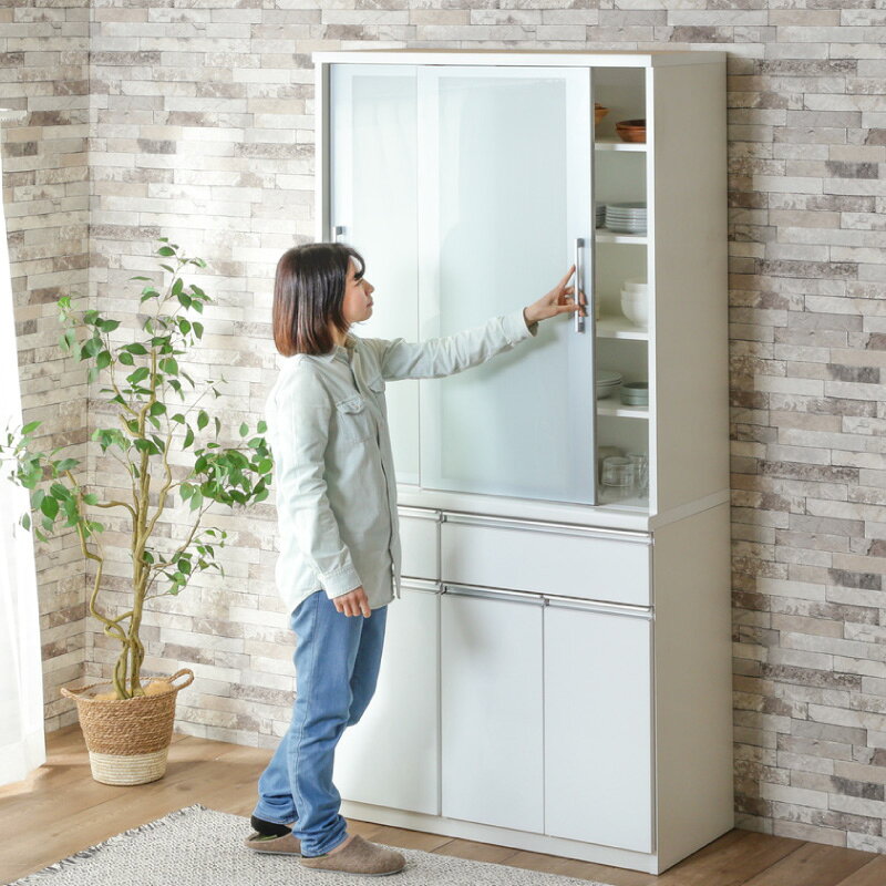 エントリーp10倍＋p5倍26日1:59◆100cm 食器棚 pit ピット 1000食器棚 キッチンボード キッチンキャビネット 台所収納 食器置き 台所収納 キッチン kagu-rashi-10014965 KAGU RUSH カグラッシュ サンプル画像3