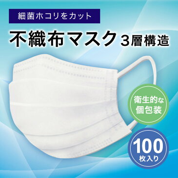 【予約販売】送料無料 マスク 100枚 個包装 ウイルス ブロック 立体 3層 マスク 使い捨て 風邪 花粉 ほこり フィルター カットフィルタ フィルタ 不織布マスク 使い捨てマスク mask