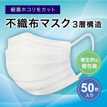 【予約販売】送料無料 マスク 50枚 個包装 ウイルス ブロック 立体 3層 マスク 使い捨て 風邪 花粉 ほこり フィルター カットフィルタ フィルタ 使い捨てマスク mask