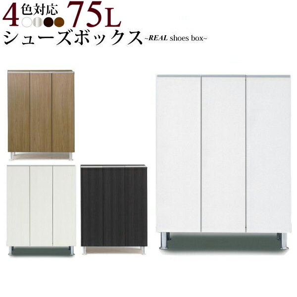 玄関収納 シューズボックス 約15足収納 下駄箱 靴箱 靴収納 75幅 ロータイプ 脚付き アジャス