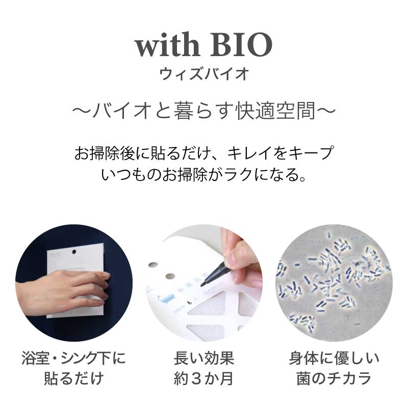 送料無料 withBIO 貼るタイプ 防カビアソート 4個セット お風呂用×2 シンク下用×2 浴室 バスルーム キッチン 台所 水回り 食器棚 カビ予防 カビ対策 防カビ 天然成分 天然由来 BB菌 防カビ剤 納豆菌 日本製 国産 カビ対策 カビ防止 梅雨 湿気 ビッグバイオ