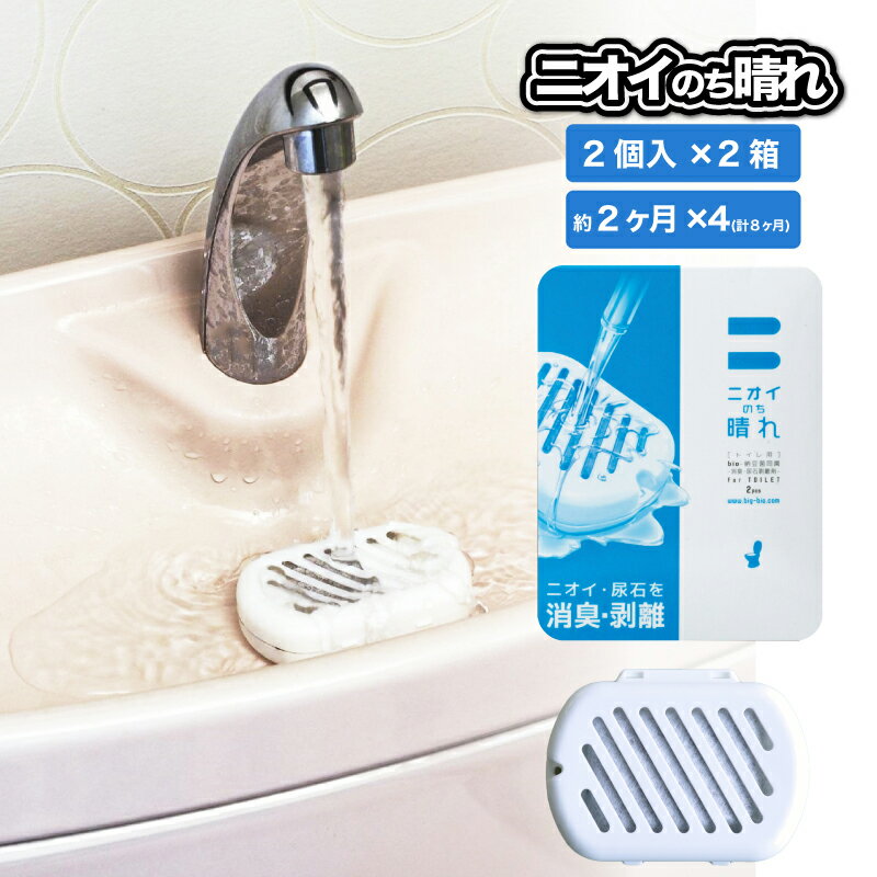 レビュー特典あり！★ バイオの力でトイレ消臭 ニオイのち晴れトイレ用 2個入×2箱セット 消臭剤 トイレ用 消臭 尿石剥離 尿石 水洗トイレ 微生物 有機 無臭 無香料 無香性 フック付き 吊り下げ BIGBIO ビッグバイオ 2