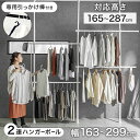 先着10%クーポン 5/15★ ハンガーラック 突っ張り 2連 スリム ウォークインクローゼット 収納 2段 高さ調整 衣類収納 クローゼットハンガー 伸縮式 ...