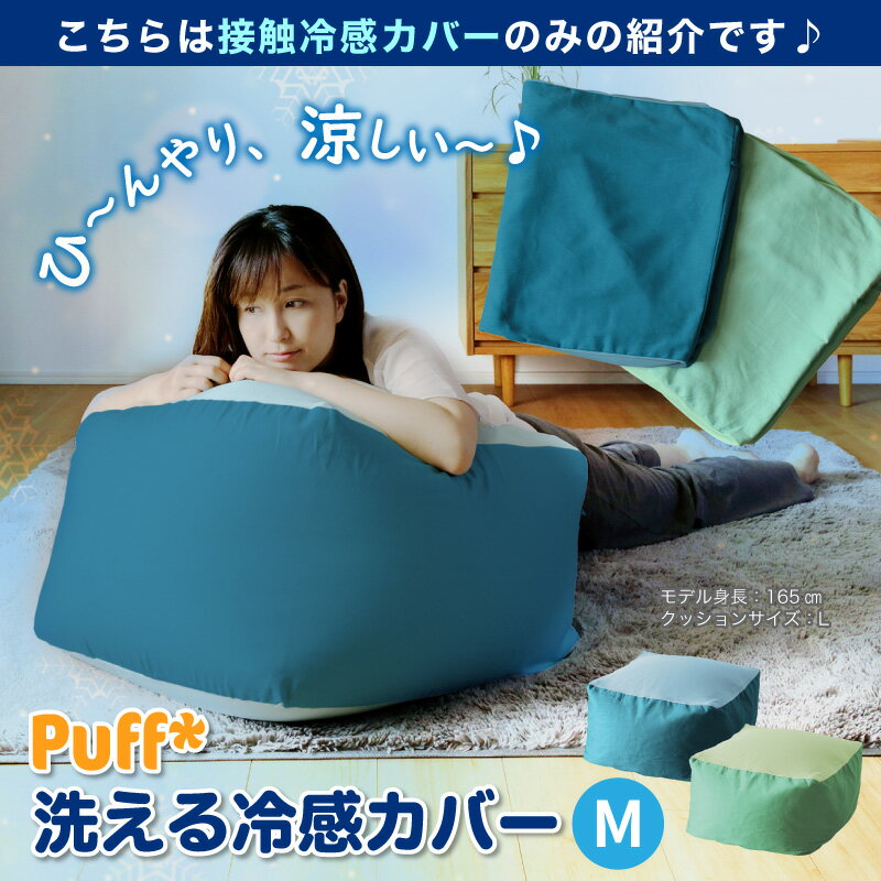 PT2倍+2%クーポン 25日迄★ 洗える冷感カバー 単品 Puff パフ Mサイズ ひんやり 冷たい クール 夏用 2色 人をダメにする ふわもこ ビーズクッション 接触冷感 洗える カバー 洗濯 手洗い 洗い替え 替えカバー クッション カウチ ソファ 座布団 枕 ベッド