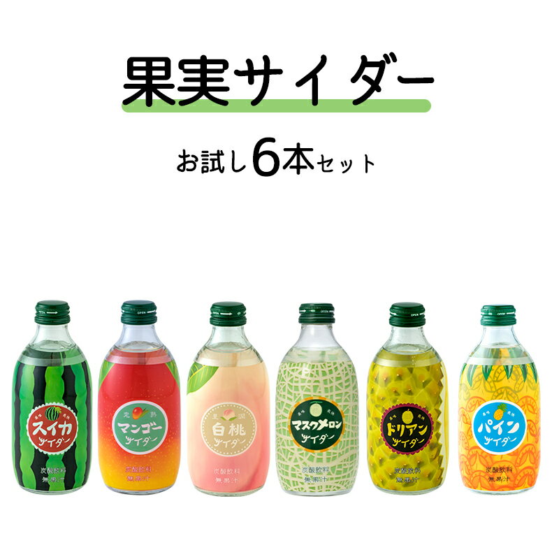 【9/4 20時から スーパーSALE】 詰め合わせ 飲み比べセット ギフト 果実サイダー 300ml お試し6本セット ジュース スイカ マンゴー 豊潤白桃 マスクメロン ドリアン パイン すいか パイナップル 桃 ピーチ 友桝飲料 お中元 ギフト 夏 プレゼント