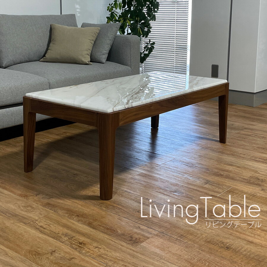 リビングテーブル 幅120 高さ42 大理石 おしゃれ 正方形 ローテーブル センターテーブル モダン シンプル 高級 ウォールナット