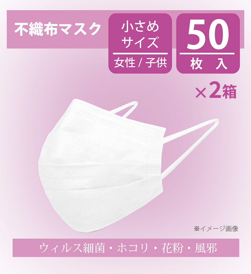 送料無料◆ 不織布 園児 幼児 女性用 マスク 小さめ 100枚 個包装 マスク BFE 99% ブロック 3層 立体 2段 プリーツ ノーズフィッター 使い捨て 個別包装 子供用 小さい ウイルス 風邪 予防 花粉 フィルター