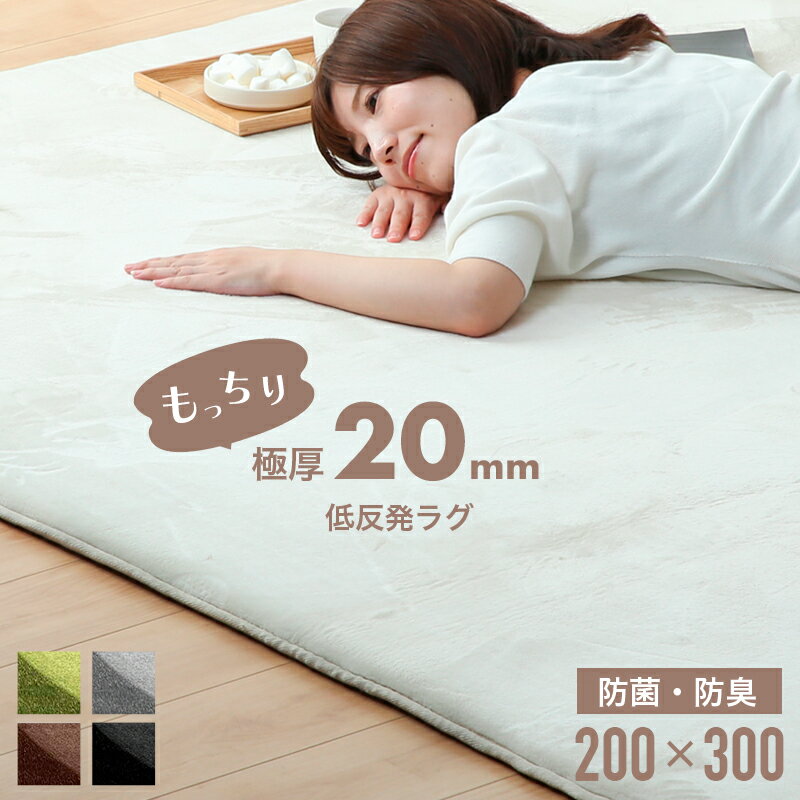 ポイント5倍SALE 25日迄◆ 低反発マイクロファイバーラグ 200×300cm ラグ 敷物 カーペット 長方形 四角 円 楕円 オールシーズン 北欧 モダン シンプル くつろぎ 可愛い お洒落 グリーン ブラウン アイボリー グレー ブラック カラフル マイクロファイバー