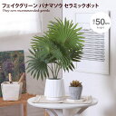 【クーポンで15%OFF! 8/15 0:00~23:59まで★】観葉植物 雑貨 インテリア フェイクグリーン パナマソウ インテリアグリーン グリーン 人気 新生活 ポット セラミックポット 鉢 植木鉢 グリーンポット 幅32 人工植物 人工グリーン