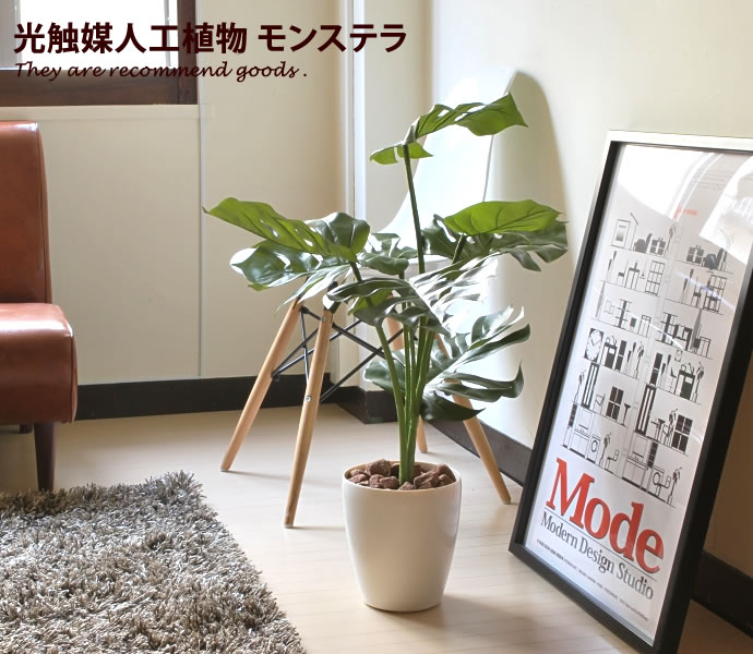 【MAX50％OFF! 12/4＆12/5限定★】観葉植物 光触媒 造花 モンステラ グリーン 抗菌 植物 シンプル 人工 ..
