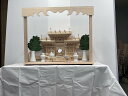 神棚板&神棚セット 雲海780雲板付セット/マス組み唐戸 屋根違い三社 駿河(中)セット