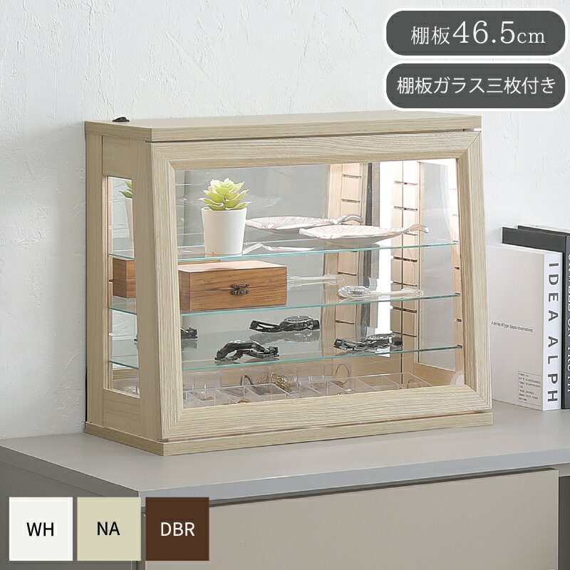コレクションケース 卓上 ガラス コレクションボックス 幅50cm 完成品 背面ミラー 小型 推し活 フィギ..