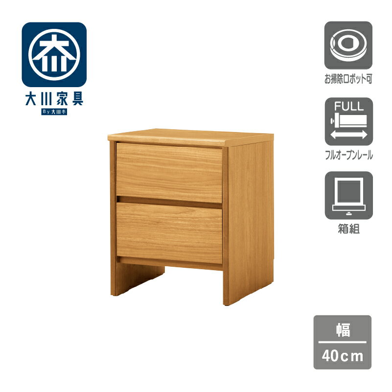 チェスト ローチェスト ミニチェスト 幅40 2段 完成品 衣類収納 整理タンス 箪笥 たんす 木製チェスト 衣類チェスト リビングチェスト ウッドチェスト コンパクト収納 引出 収納家具 国産 日本製 大川家具 リカ