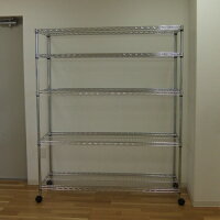 メタルシェルフスチールラック特大タイプキャスター付5段幅150x45x180cmパイプ25mm大容量収納ラックワイヤーラックセールSALE業務用激安スチールシェルフシンプルAV収納【あす楽対応】オープンラック【SBZcou1208】