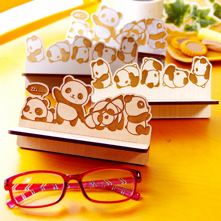 ★10%OFF★ メガネスタンド 木製 パンダ グッズ 雑貨 おしゃれ パンダ グッズ 4.0mm厚の丈夫な国産MDF お..