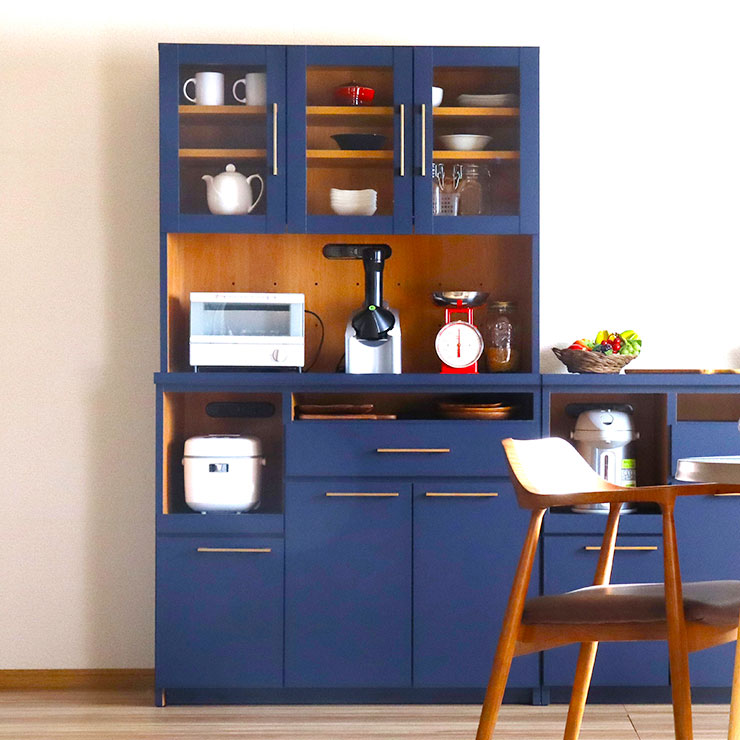 Rakuten - ★10%OFF★ 食器棚 完成品 大川家具 キッチンボード カップボード キッチン収納 ダイニングボード ダイニング シンプル おしゃれ ハイタイプ 幅105 高級 収納 フェルガナ 105OP 国産 日本製