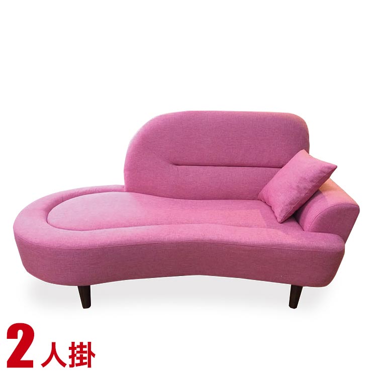 Rakuten - ★10%OFF★ 二人掛けカウチソファ ビビアン 左カウチタイプ ピンク 輸入品 完成品 輸入品
