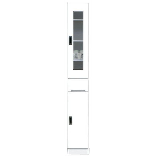 食器棚 上下重ね 隙間家具スリム ガラス扉 25cm幅ホワイト 「スペース3 25-A」送料無料