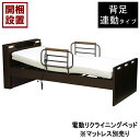 【設置サービス付】 電動ベッド 1モーター 手すり付 シングル背足連動 ブラウン HMFB-8551 JKS