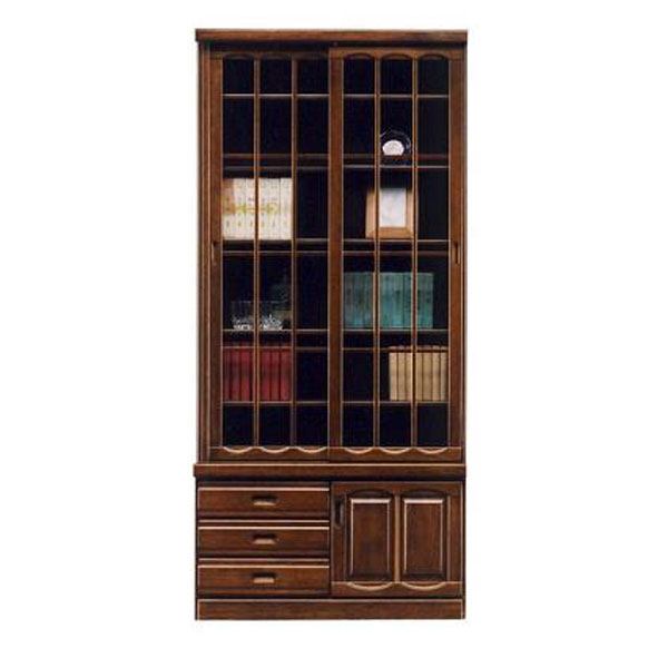 本棚 書棚 90cm幅 引き戸 上下2分割国産 重ね 完成品 送料無料 開梱設置