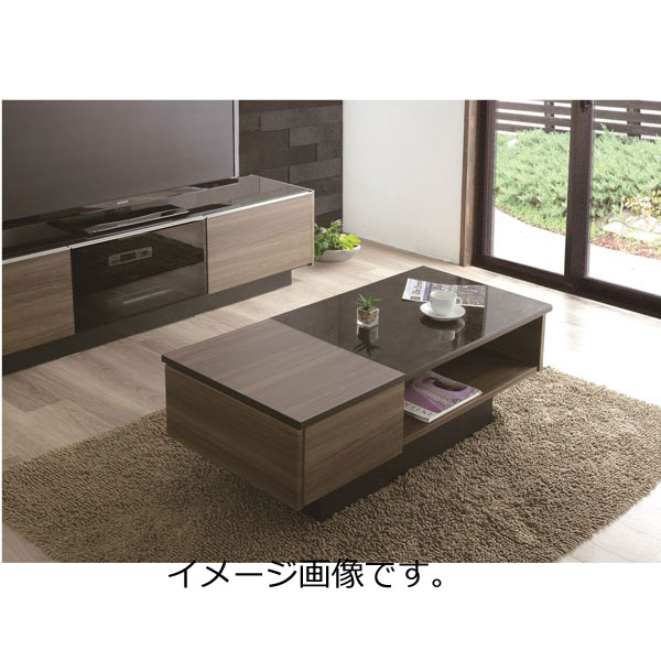 GTセンターテーブル120cm幅天板は強化ガラスtメラミンの組み合わせ引出付き送料無料