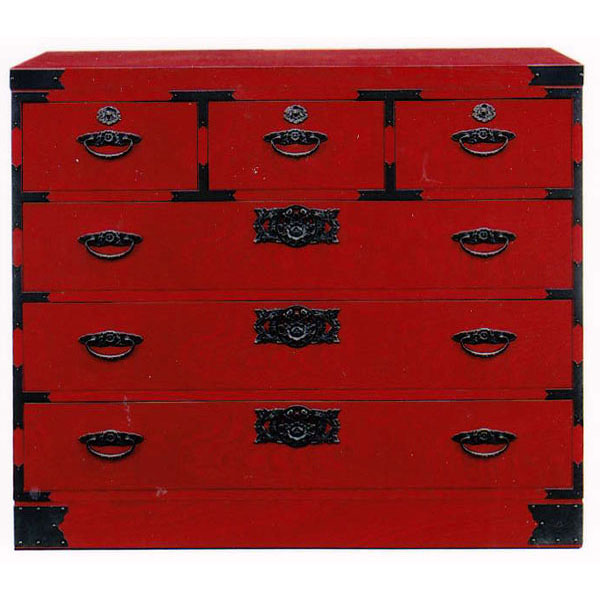 民芸家具 和 和風 根来色チェスト 105cm幅「榎津民芸 105cm整理タンス」 国産送料無料 開梱設置