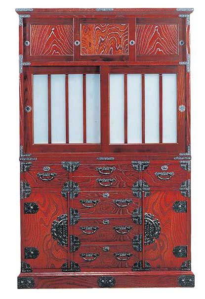 えっ!?【ポイント増量&お得クーポン】 受注生産 民芸家具 和 和風 民芸食器棚水屋箪笥 112cm幅 「筑後..