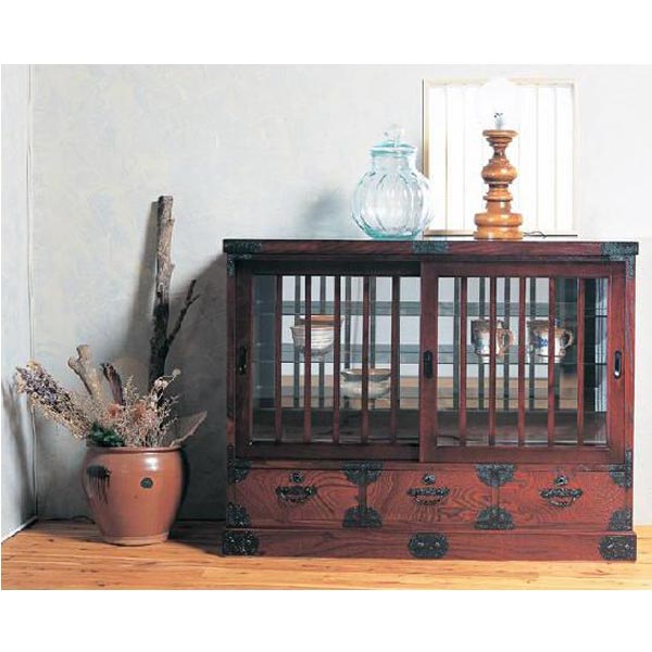 えっ!?【ポイント増量&お得クーポン】 受注生産 民芸家具 和 和風 民芸飾棚コレクションボード 120cm幅..