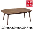 えっ!?【7/4~ポイント増量&クーポン】 こたつ コタツ 120cm ロータイプ テーブル 楕円形 WN突板 ラスモWN 送料無料