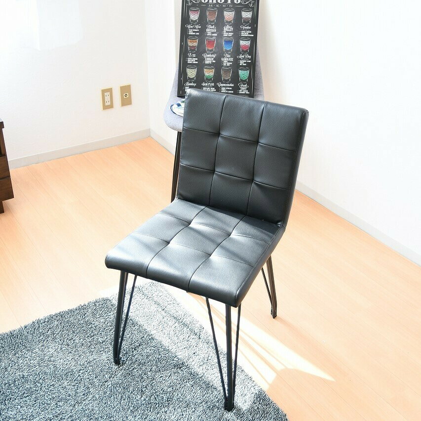 【クーポン配布中】 モダンダイニングチェア 2脚セット 食卓椅子 組立商品 ブルックリンスタイル リビング アイアン PVC合成皮革 ブラウン ブラック 茶 黒 革 華奢 男前 おしゃれ モダン 四角 サイドチェア ヴィンテージ [3]