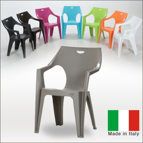 イタリア製 ガーデンチェアー セット (4本セット) ELF エルフ | 完成品 ガーデンチェア プラスチック 軽い イス 椅子 チェア テラス 屋外 スタッキング イタリアチェア 白 黒 茶 紫 ライトブルー 他 4脚 セット おしゃれ ポップ カラフル 送料無料