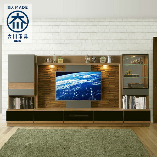 【送料無料】 テレビボード ハイタイプ 3点セット 200cm 60cm 日本製 国産 壁面収納 テレビ台 壁掛け 奥行49cm TVボード 棚付き キャビネッ...