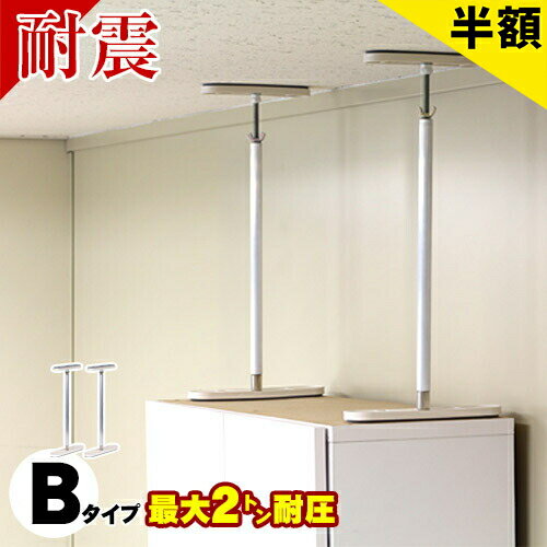 【6ヶ月保証付】高耐圧つっぱり棒 Bタイプ 42cm-65cm 2本セット つっぱり棒 強力 地震 家具転倒防止器具 突っ張り棒 防災グッズ 家具転倒防止伸縮棒 耐震 ポール ミニ 家具転倒防止棒 伸縮棒 地震対策 防災用品 金具 冷蔵庫