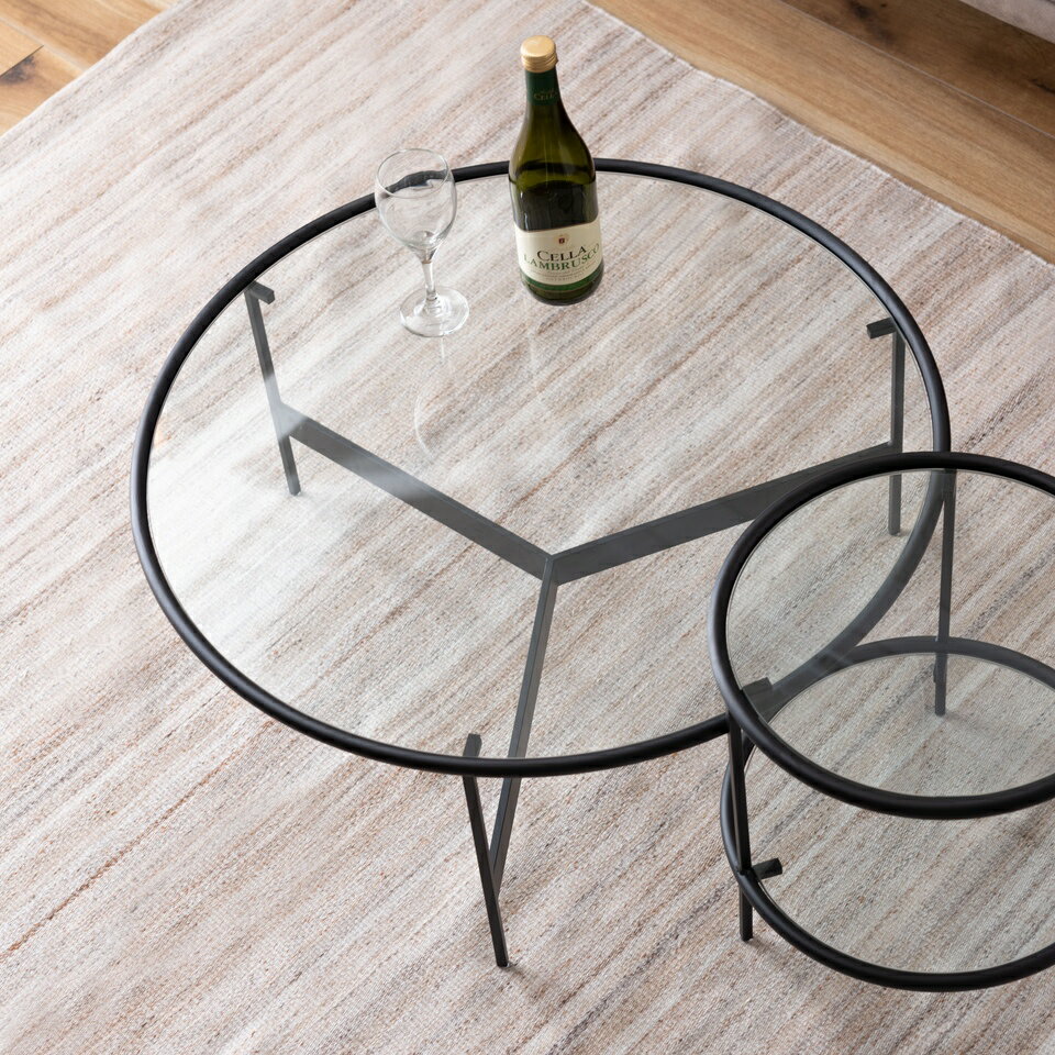 500円OFFクーポン配布中 04/04(土)20:00〜 ラウンドガラステーブルLLテーブル ガラステーブル ラウンドテーブル 丸 ガラス ローテーブル センターテーブル アイアイン 室内 おしゃれ シンプル 異素材