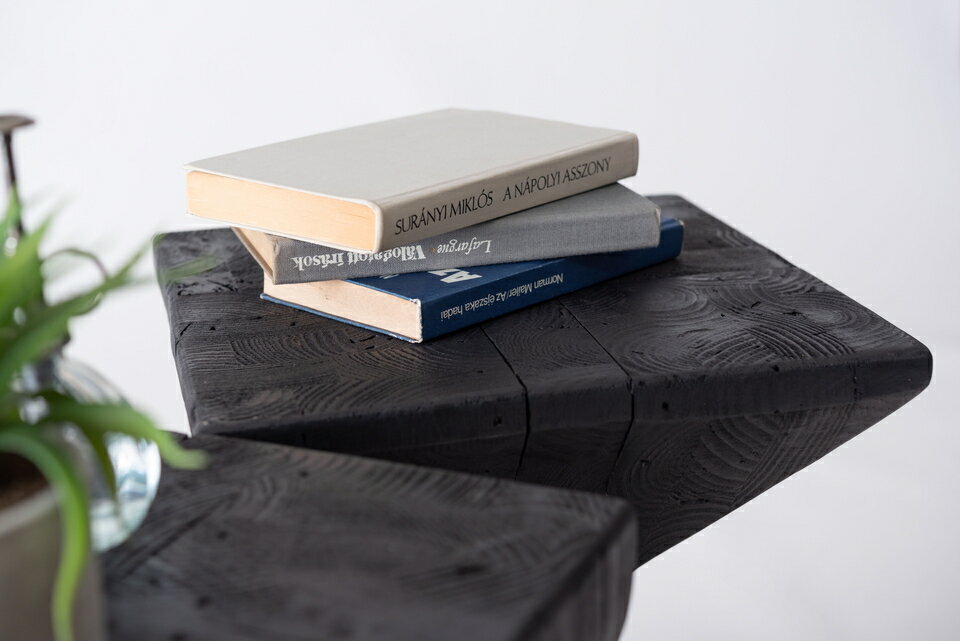 11/20(木)00:00〜最大2000円OFFクーポン配布中 サイドテーブル スツール ディスプレイ 棚 古材 パイン 黒 ブラック インダストリアル シンプル モダン おしゃれ 木製 天然木 シック ナイトテーブル 椅子 ミニテーブル 花台 美し バランス インテリア 独特 上質 上面 裏面 [2]