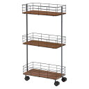 【5日は ポイント2倍】 【完成品】ラック 幅40 トローリー キッチン 奥行25 ブラック キッチンラック スリム 3段 ワゴン キッチンワゴン 木製 天板 ...