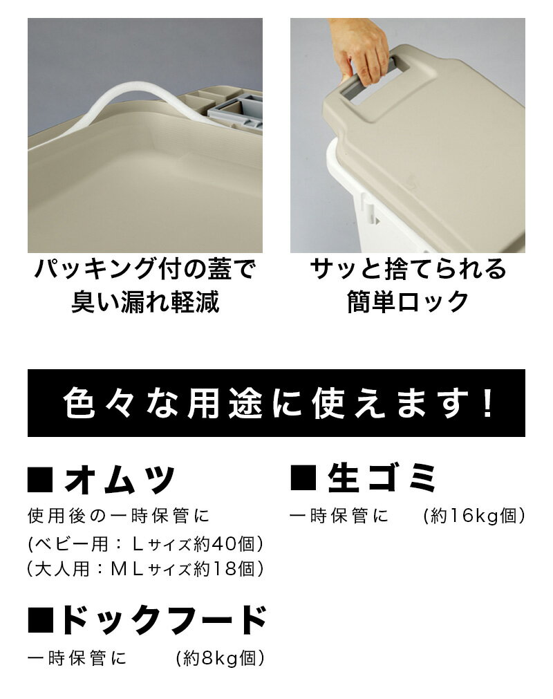 ゴミ箱 33L コンテナ ワンハンドペール オムツ対策 ごみ箱 ドックフード保管 おしゃれ ダストボックス ごみばこ 資源ゴミ 屋外 かわいい キッチン 連結 ふた付き 分別 33l/薄型/通販/送料無料 【送料込み】 新生活