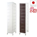 【マラソン限定 ポイント2倍】チェスト 幅36cm プラスチックチェスト 1列9段 ブラウン ホワイト 日本製 スリム キャスター付き 収納ワゴン クローゼット ランドリーラック 白 プラスチック製 ランドリー収納ラック 引き出し 送料無料 送料込み 箪笥 たんす タンス 引き出し