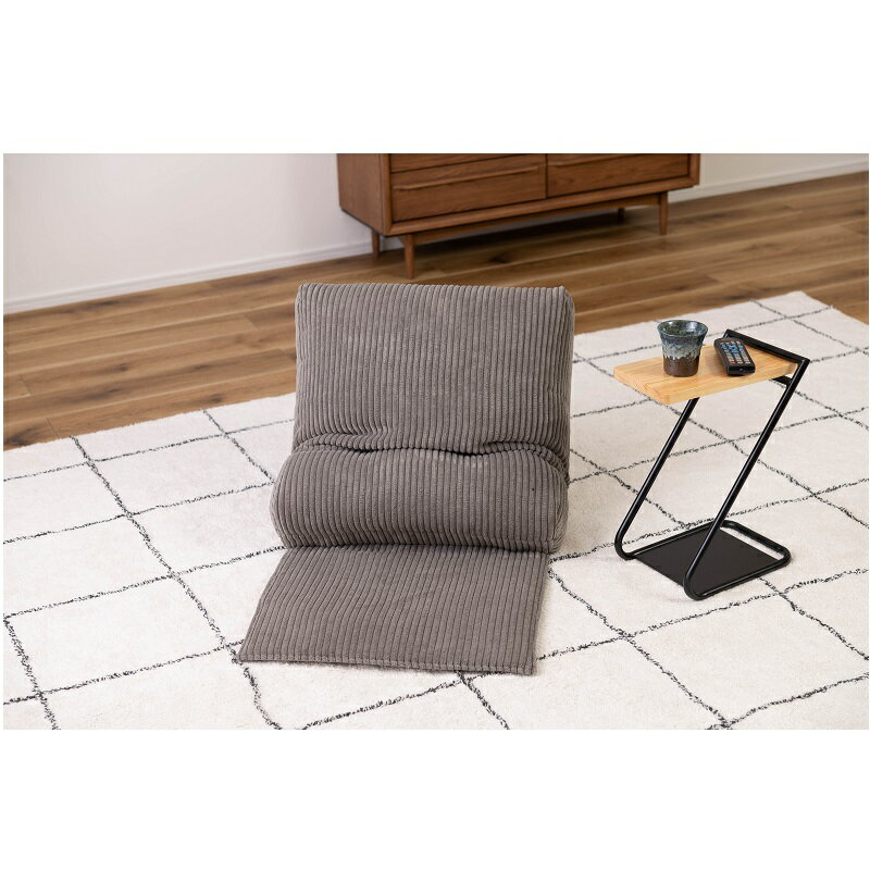 座椅子 リクライニング 寝れる チェア フロアチェア コンパクト コーデュロイ生地 クッション おしゃれ ベージュ グレー