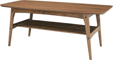 センターテーブル 棚付き 105 高さ48cm シンプル コンパクト リビングテーブル コーヒーテーブル 木製テーブル ウォールナット突板 ラーバーウッド 収納付き 送料無料