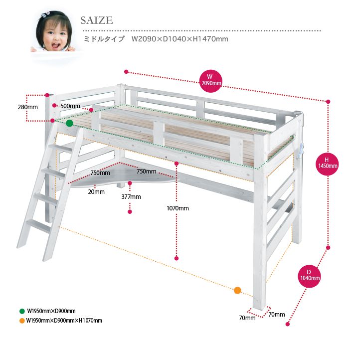 【9/5 23:59までP10倍】国産 ロフトベッド ロータイプ 木製 ホワイト ナチュラル パイン材 ウレタン塗装 子供用 低め コンパクト コンセント付き はしご ベッドフレーム 日本製 すのこベッド ベッド下スペース ベッド ベット シングルベッド