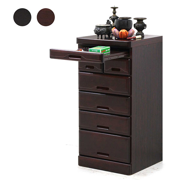 仏壇チェスト 仏壇 仏壇台 仏壇置き チェスト 幅45 6段 桐材 引き出し 仏具入れ 和風 スライドテーブル付き 収納 お仏壇 高さ89 国産 日本製 完成品 ダークブラウン ダークレッド