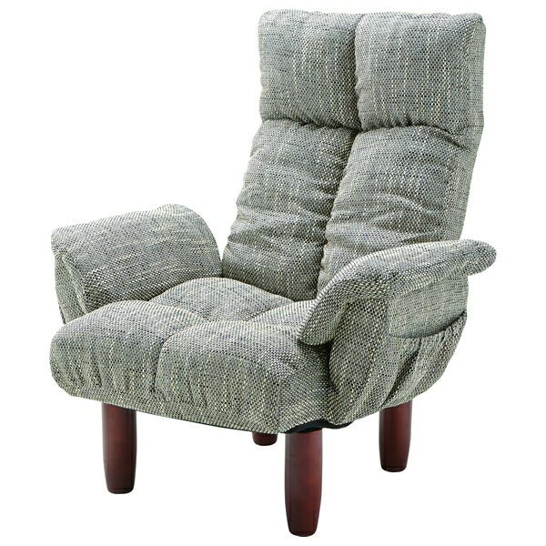 ★脚付高座椅子　高機能高座椅子　パーソナルチェア　リクライニングチェア　頭部：14段階リクライニング　背部：5段階リクライニング　ブラウン　グレー