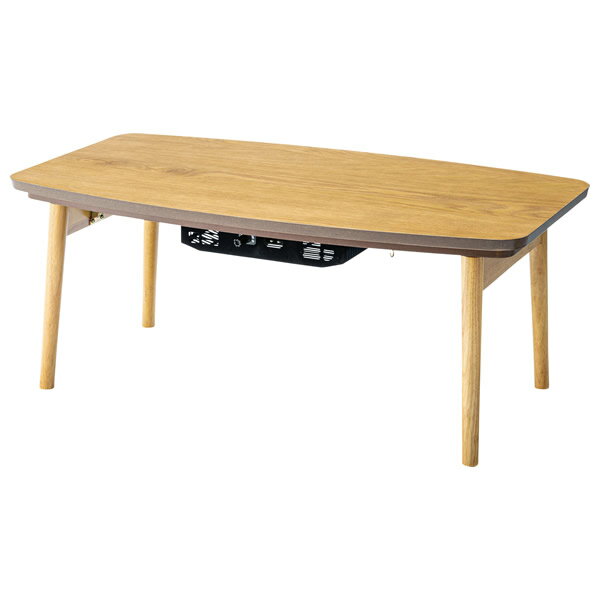 こたつテーブル 折り畳み式こたつ おひとり様用 カップル様用 ローテーブル オールシーズン 天然木化粧繊維板(ウォルナット オーク) ウレタン塗装 天然木(ラバーウッド) 石英管ヒーター300W(MS-303H) 中間スイッチ