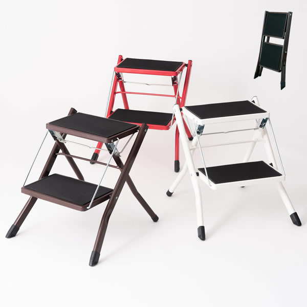 ステップ台　踏み台　2段　折りたたみ　おしゃれ　滑りにくい　スリム　コンパクト　スチール　軽量　..