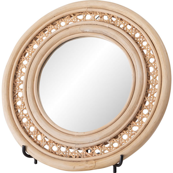 ミラー　吊鏡　ラタン　円形　籐製品　太陽ミラー　お日様ミラー　ミラー　スタンド付き