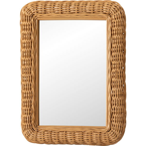 ミラー　吊鏡　ラタン　長方形　籐製品　ミラー